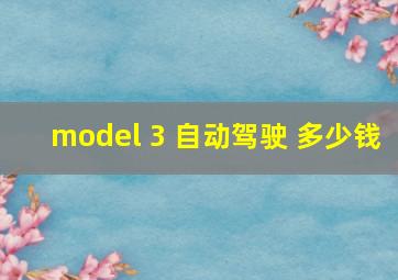 model 3 自动驾驶 多少钱